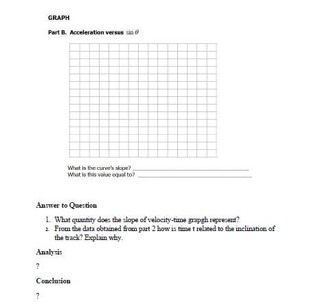 GRAPH Part B. Acceleration versus sin ? What is