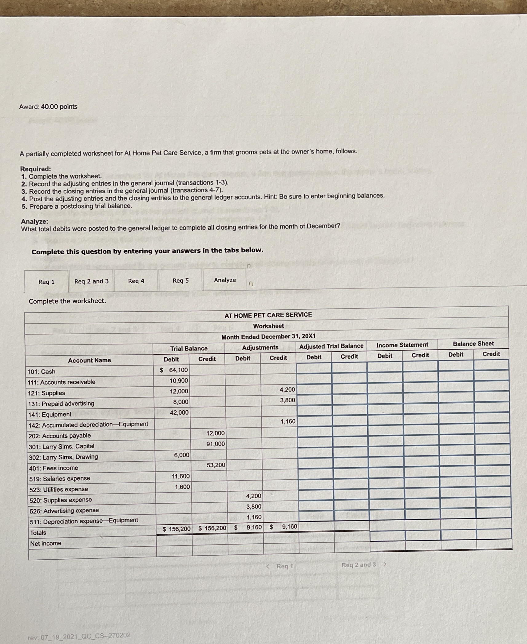 Award: 40.00 points A partially completed