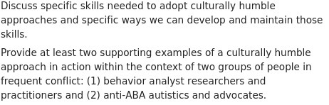 Discuss specific skills needed to adopt