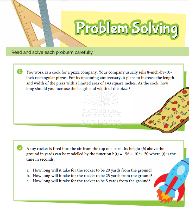 Problem Solving Read and solve each problem