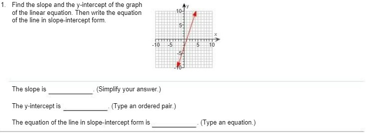 1. Find the slope and the y-intercept of the