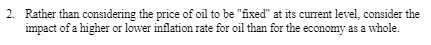 2. Rather than considering the price of oil to be