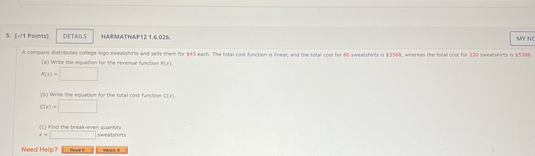 5. [-/1 Points] DETAILS HARMATHAP12 1.6.026. MY