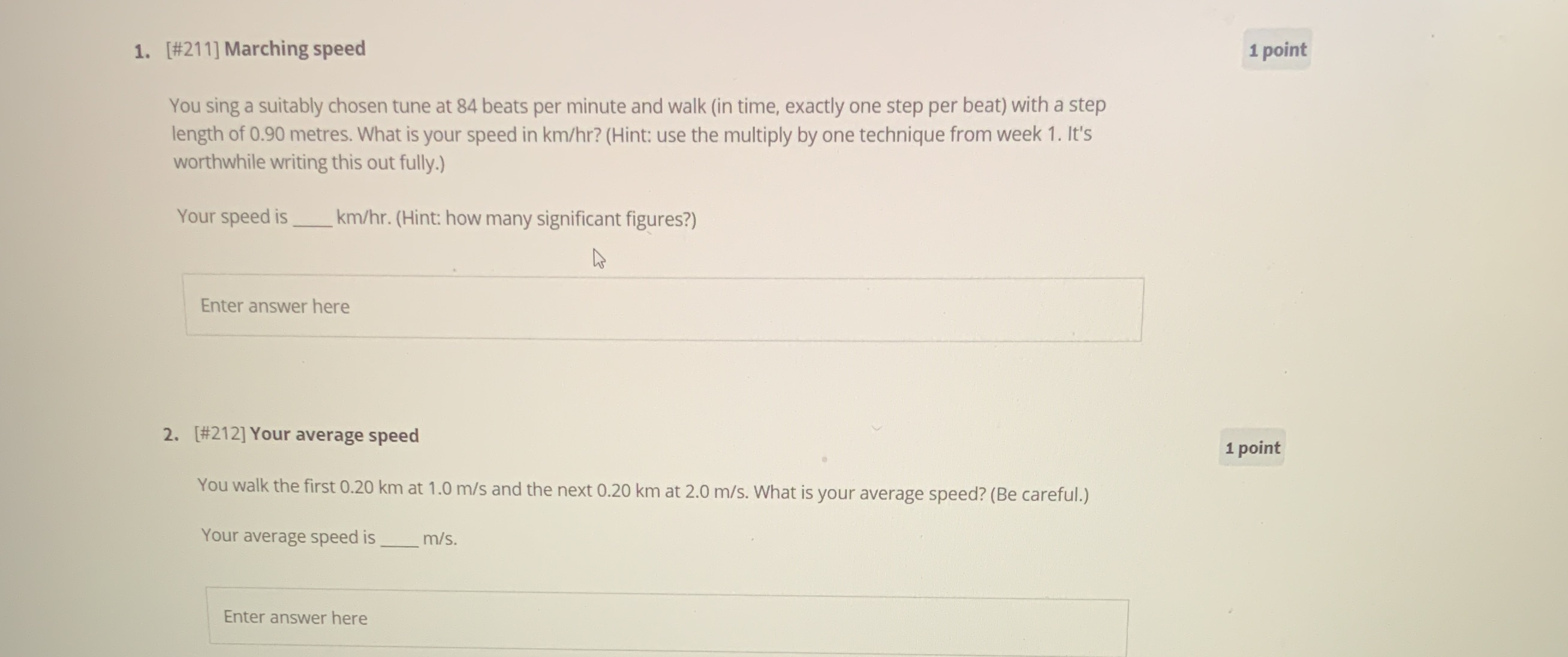 1. [#211] Marching speed 1 point You sing a