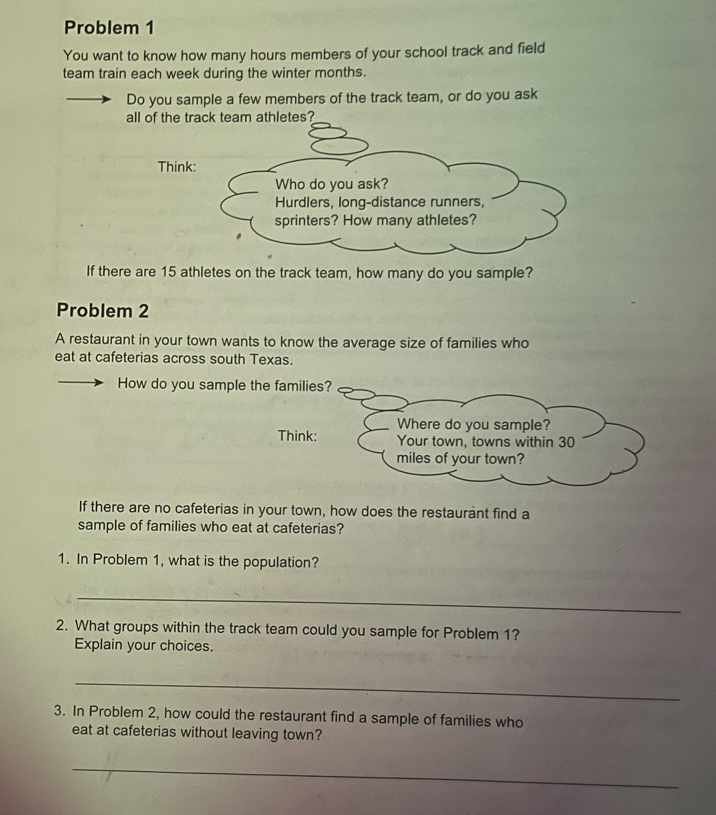 Problem 1 You want to know how many hours members