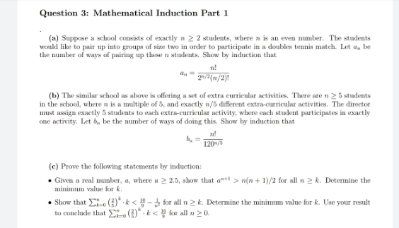 kindly answer all parts Question 3: Mathematical