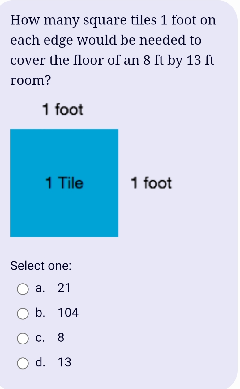 how to calculate How many square tiles 1 foot on