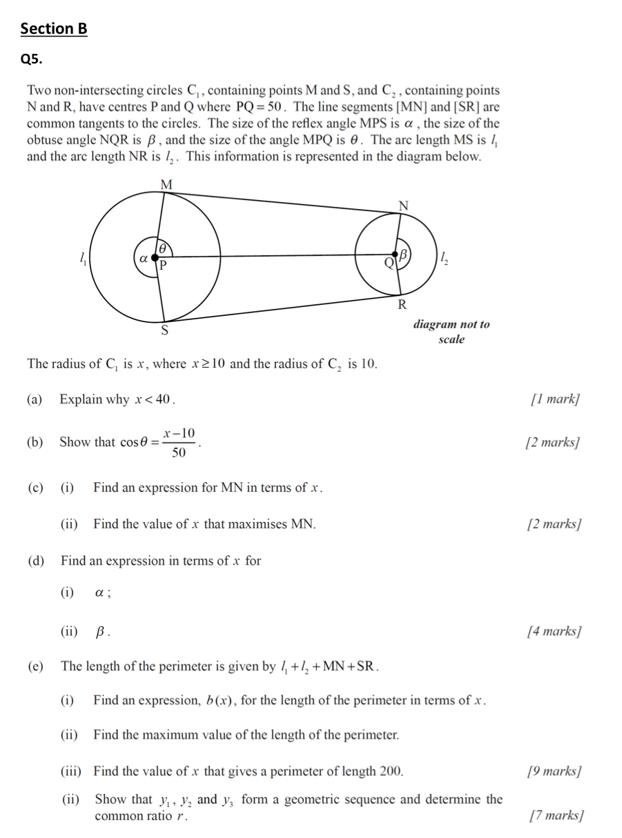 Could you help Section B Q5. Two nonrintersecting