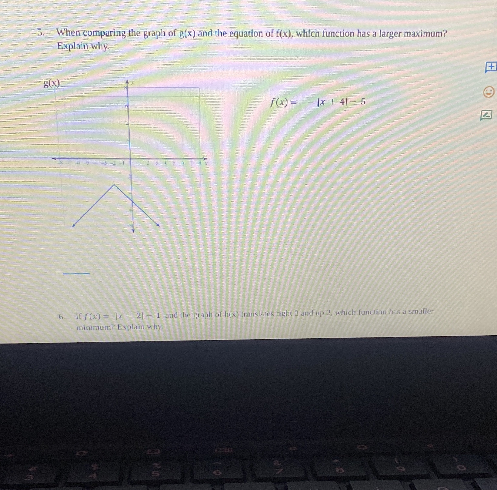 5. When comparing the graph of g(x) and the