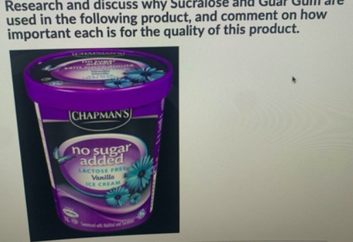 Research and discuss why Sucralose and Guar Guilt