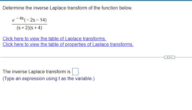 Determine the inverse Laplace transform of the