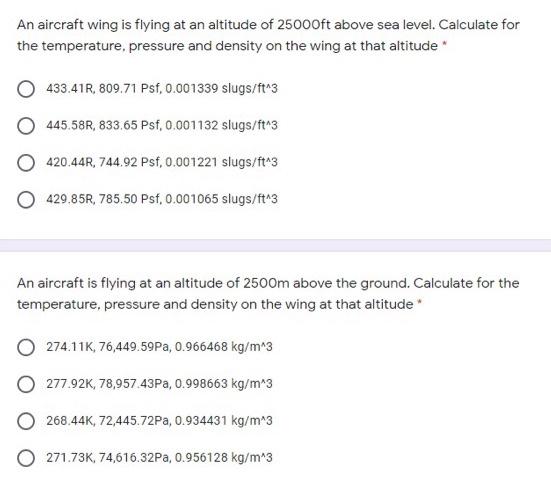 Need help... An aircraft wing is flying at an