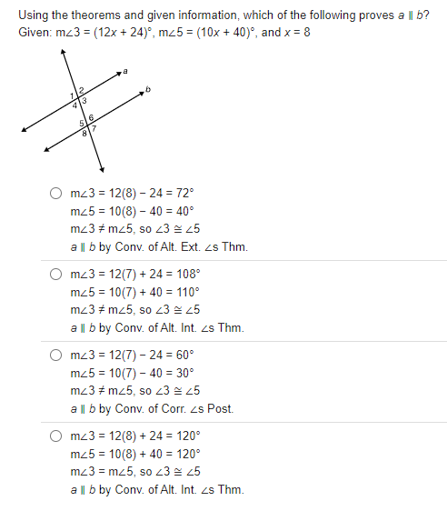 Using the theorems and given information, which