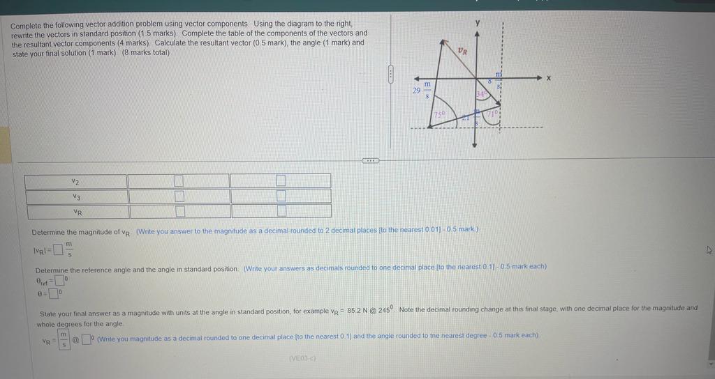 Complete the following vector addition problem