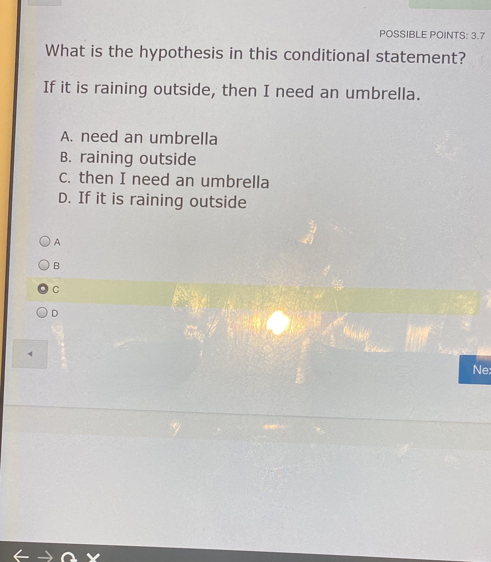 POSSIBLE POINTS: 3.7 What is the hypothesis in
