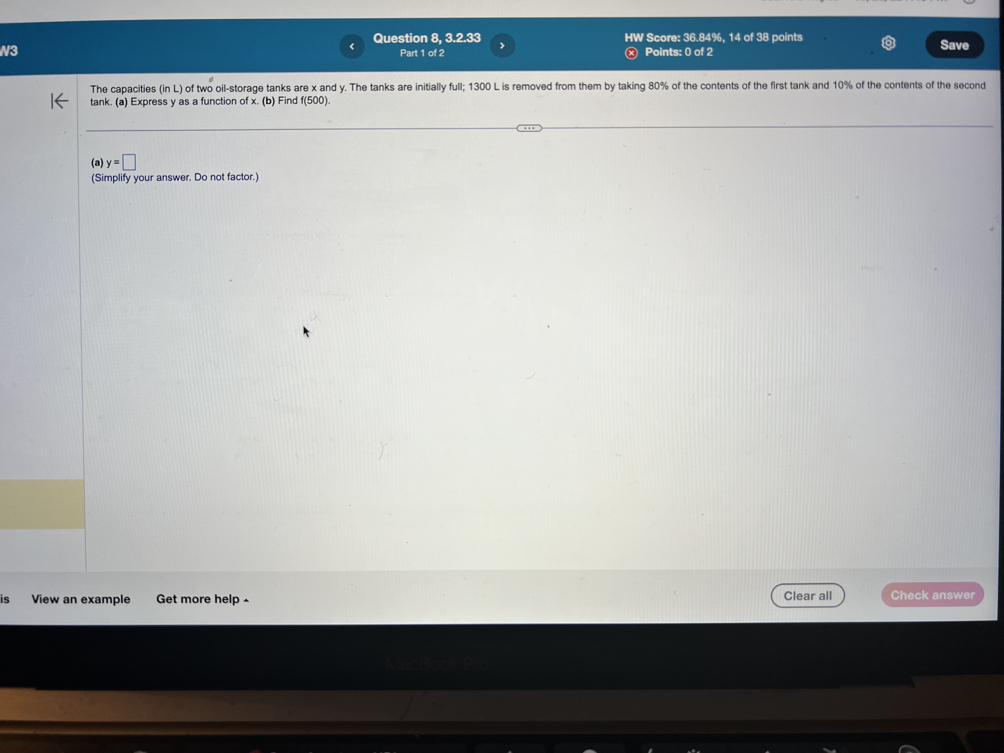 W3 Question 8, 3.2.33 HW Score: 36.84%, 14 of 38