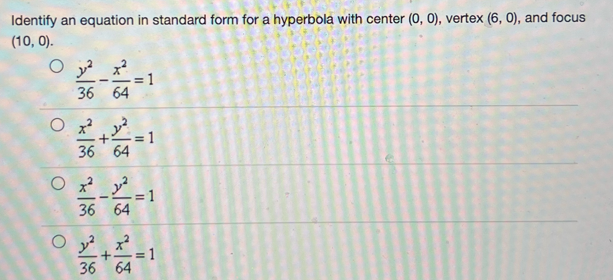 Identify an equation in standard form for a
