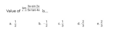 3x-sin 2x lim Value of * 0 5x-tan 4x is... WIN