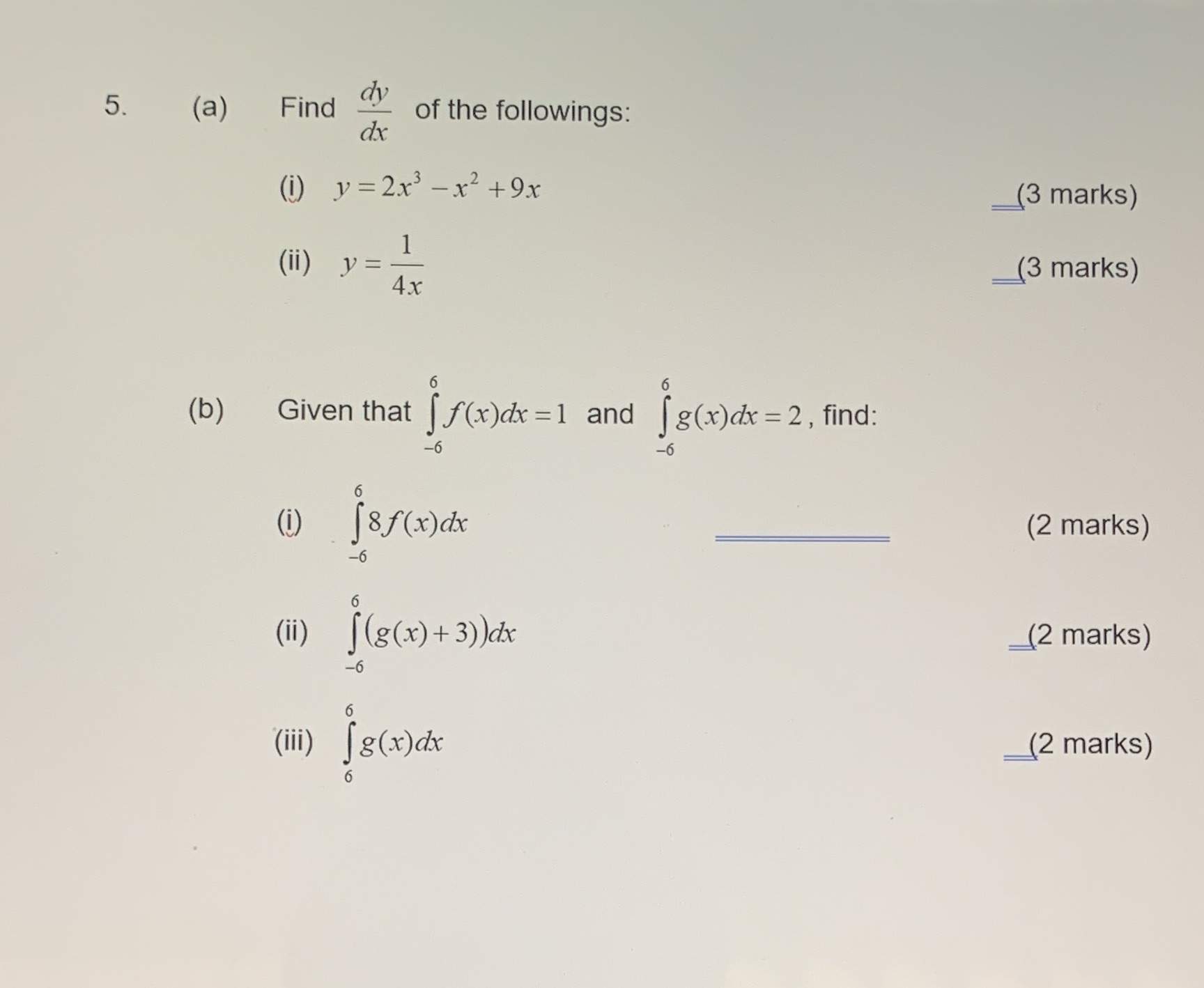 TQ 5. (a) Find dy of the followings: dx (i) y =