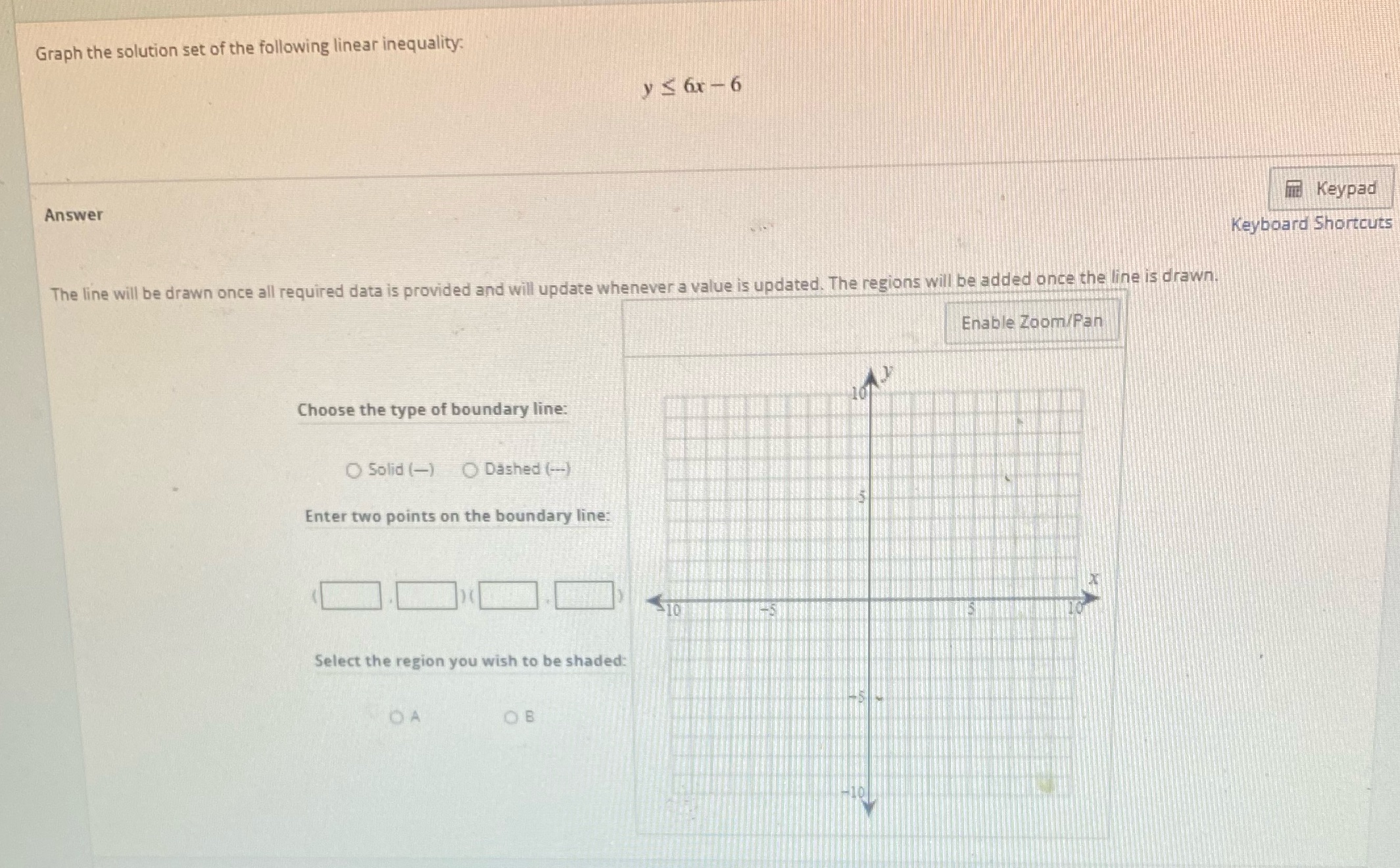 Graph the solution set of the following linear