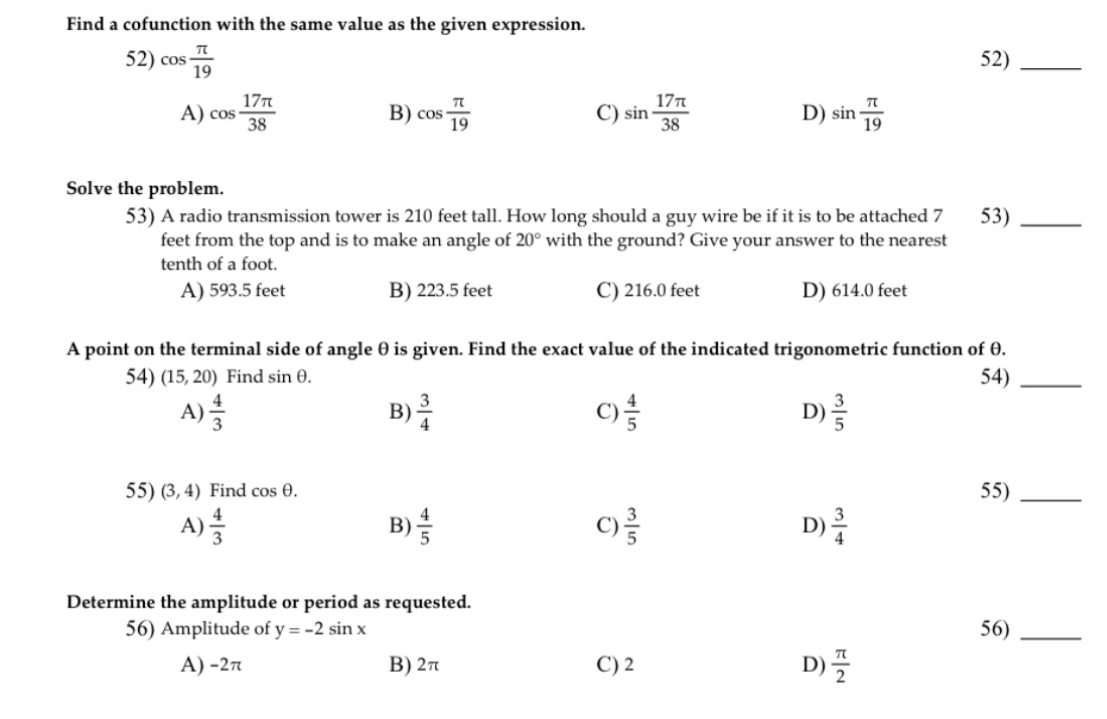 Solve these problems and show every step Find a