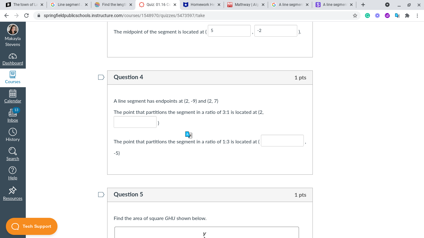 whats the segments in a ratio of 3:1 and 1:3 B