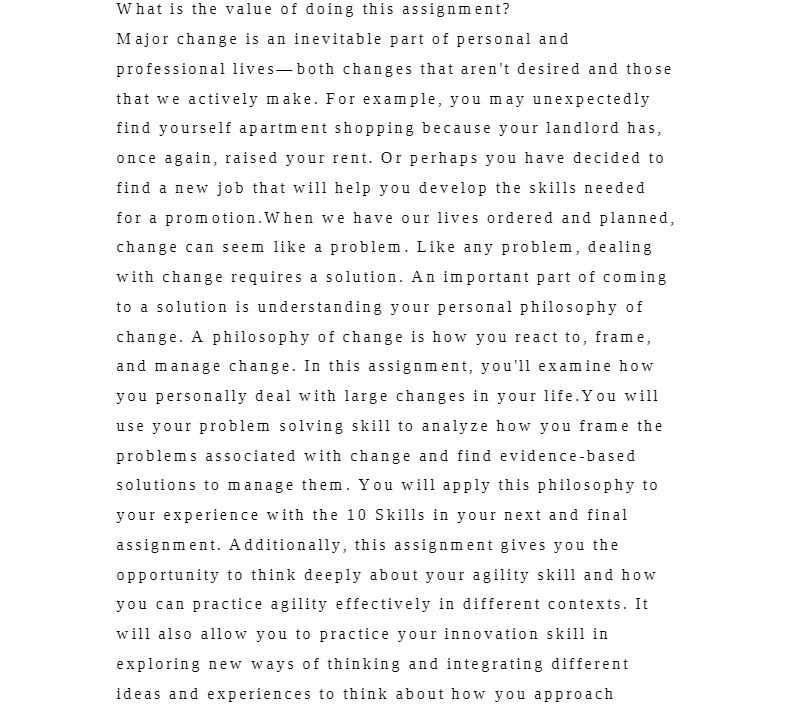 What is the value of doing this assignment? Major