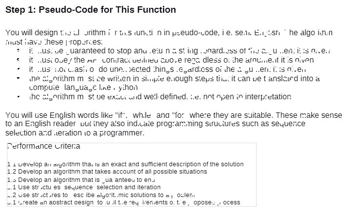 Step 1: Pseudo-Code for This Function You will