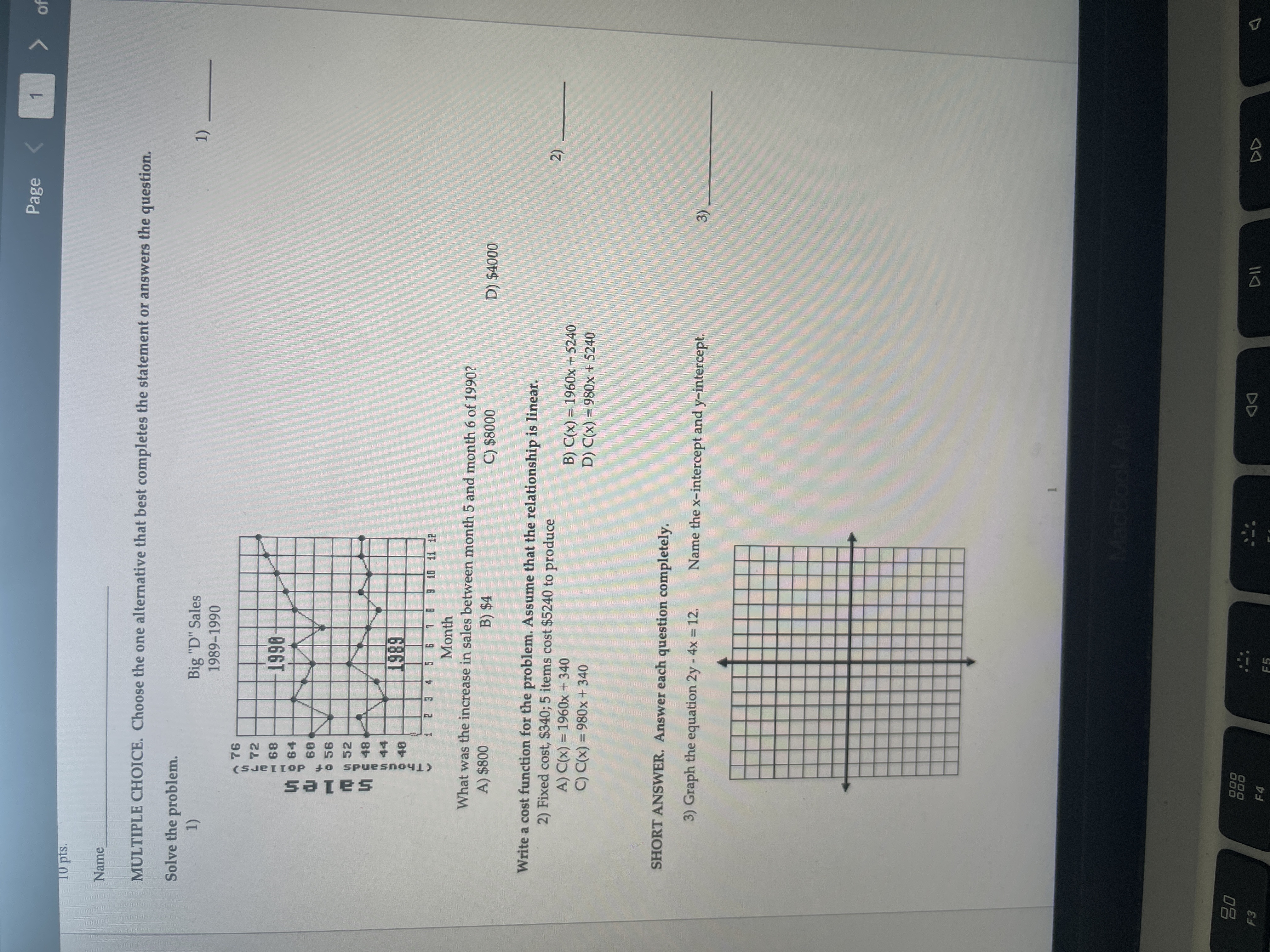 Page < 1 10 pts. Name MULTIPLE CHOICE. Choose the