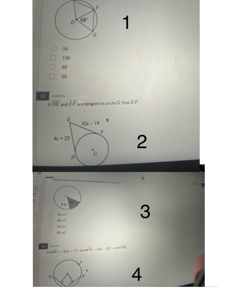 Please answer all 4 the question for #1 is given