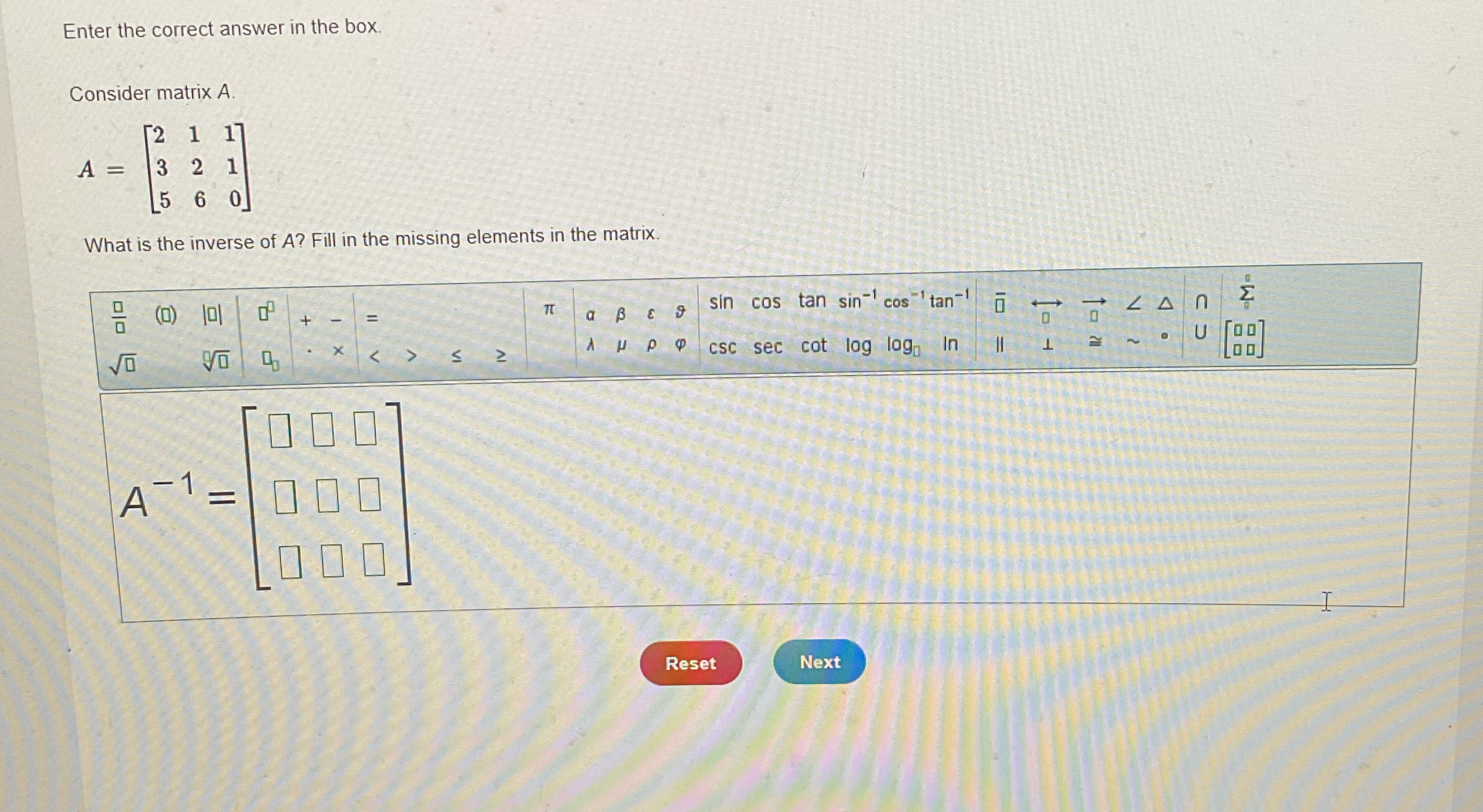 Enter the correct answer in the box. Consider