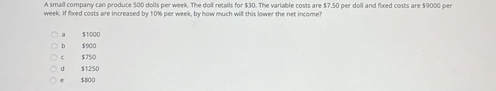 A small company can produce 500 dolls per week.