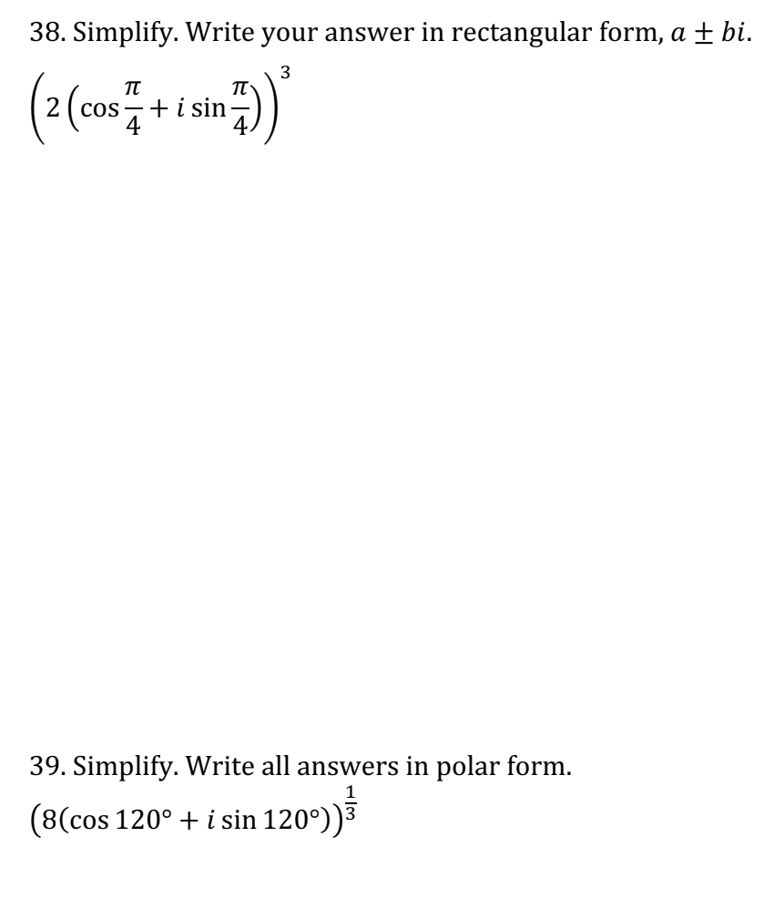 Question below 38. Simplify. Write your answer in