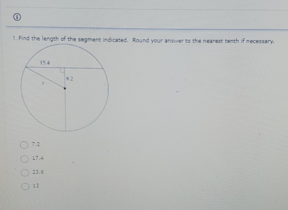 find the length of the segment indicated. 1. Find