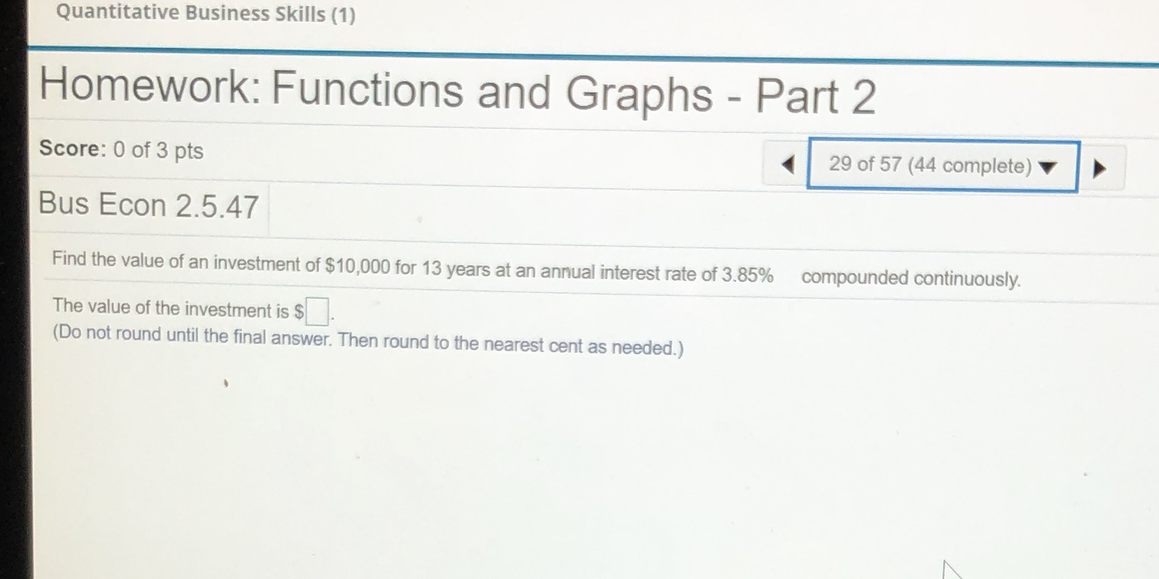 Quantitative Business Skills (1} Homework: