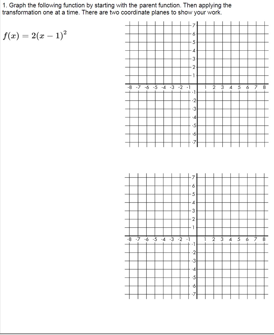 1. Graph the following function by starting with