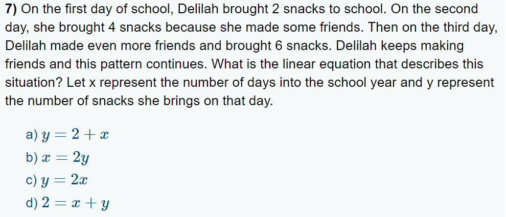 7) On the first day of school, Delilah brought 2