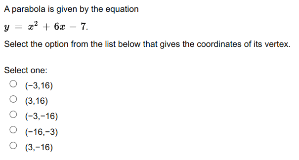 Question 13: A parabola is given by the equation