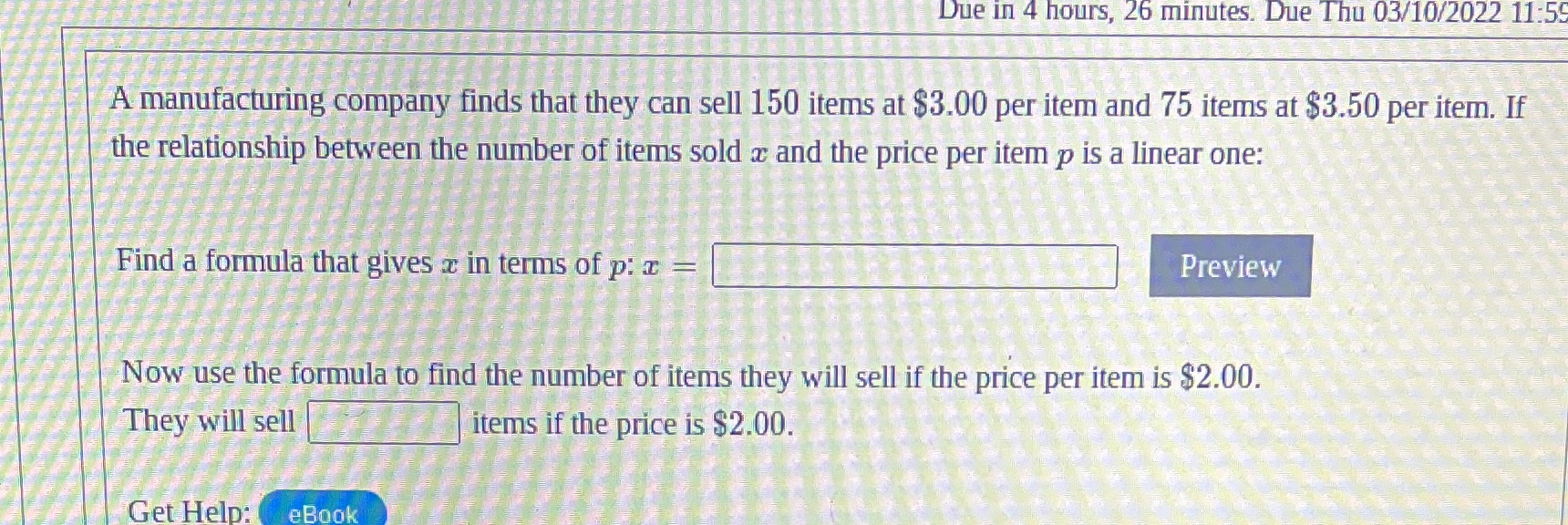 Due in 4 hours, 26 minutes. Due Thu 03/10/2022