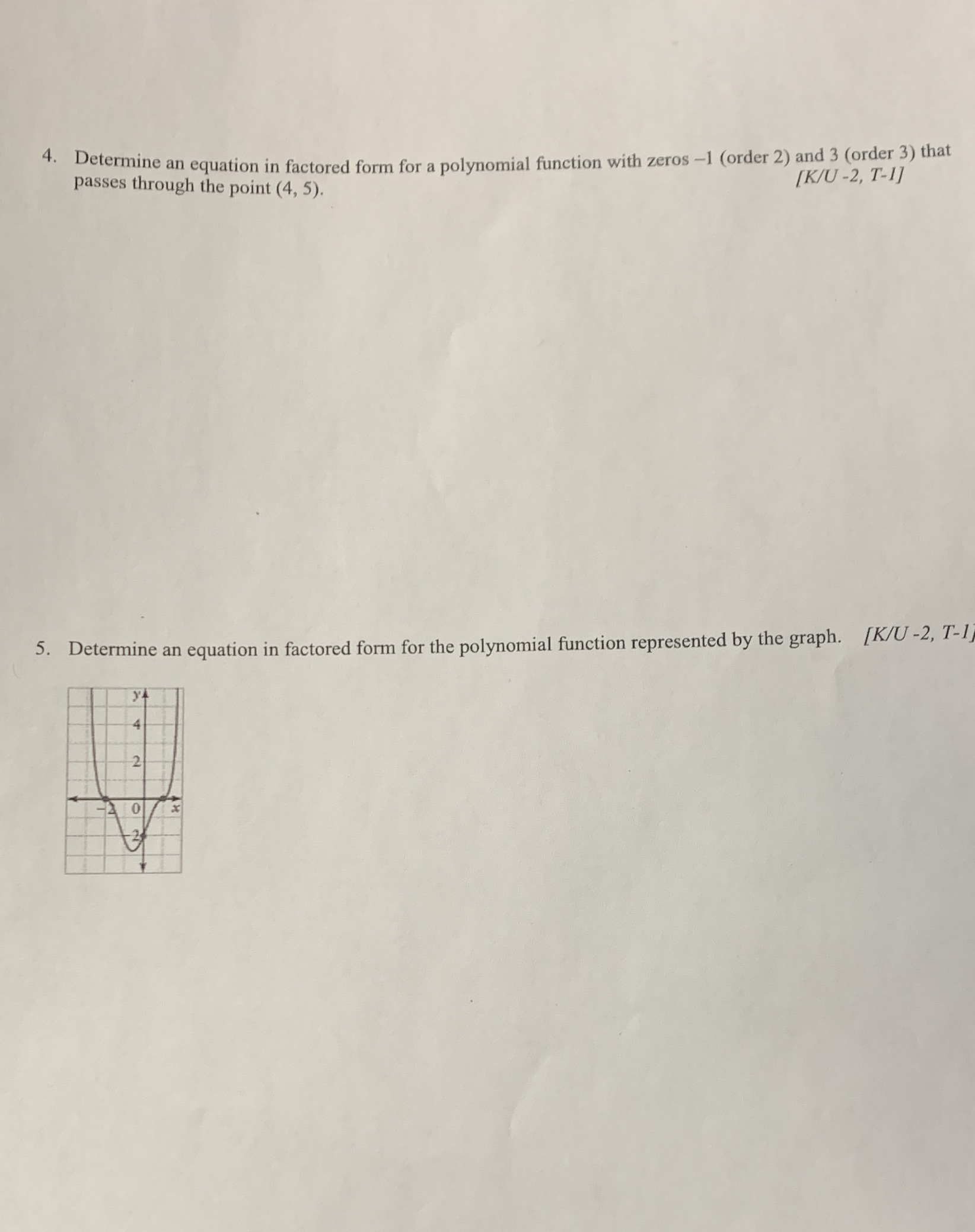 4. Determine an equation in factored form for a