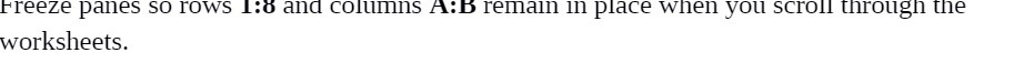 Freeze panes so rows 1:6 and columns A:B remain