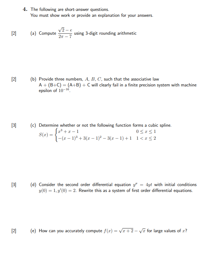 [2] [2] [3] [3] 4. The Following are shortanswer