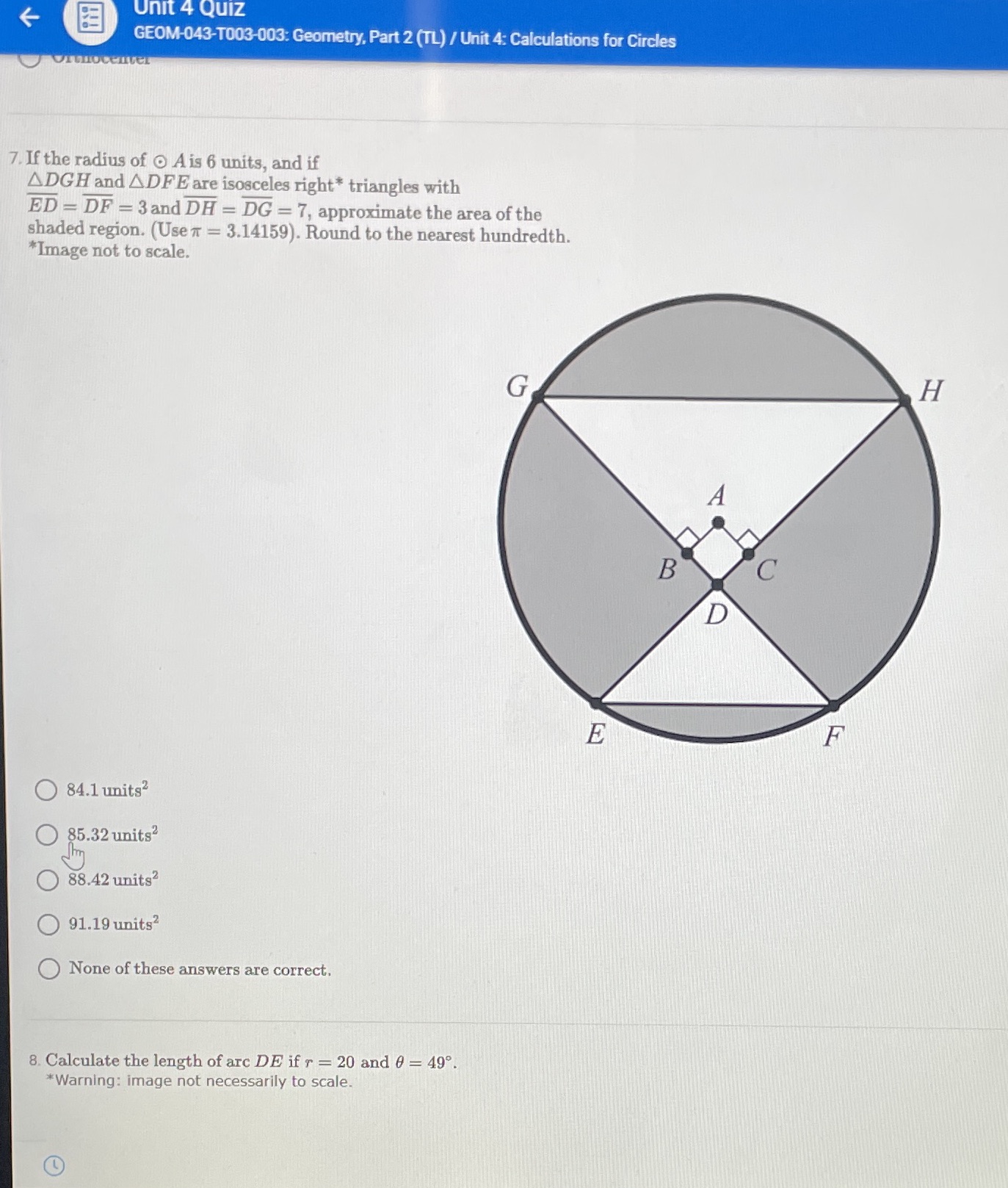 Unit 4 Quiz GEOM-043-TO03-003: Geometry, Part 2