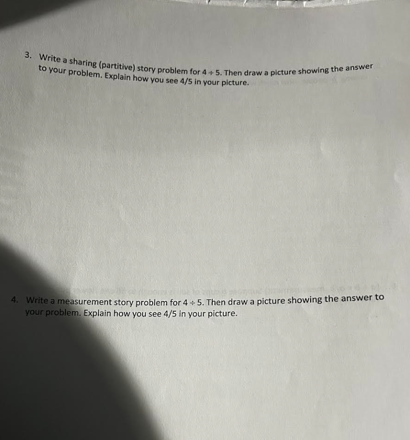 Writing Fraction Story Problems Equal Sharing and