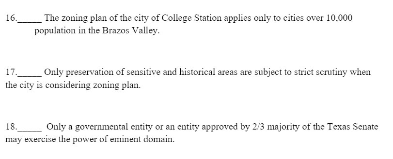 16. The zoning plan of the city of College