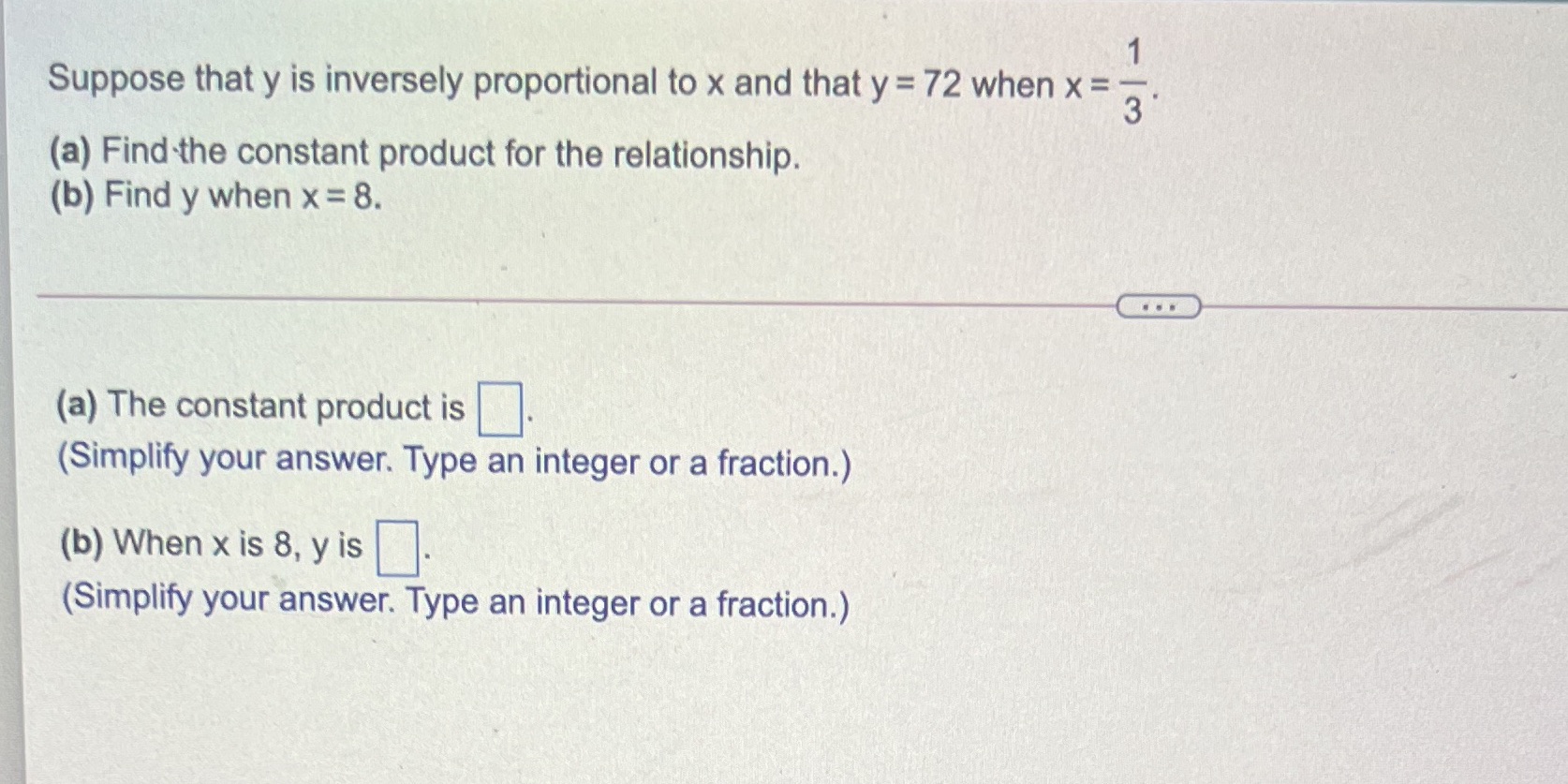 Suppose that y is inversely proportional to x and