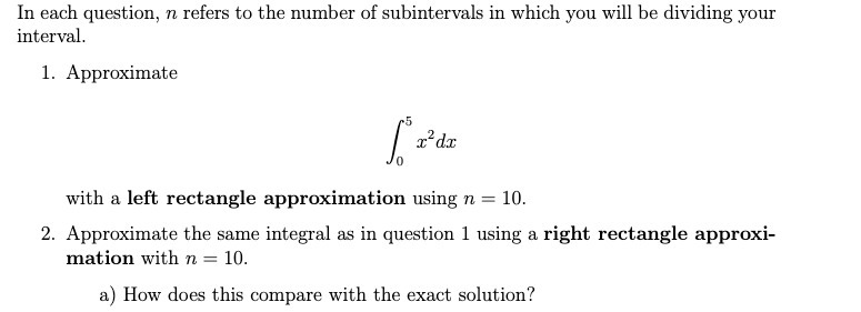 In each question, n. refers to the number of