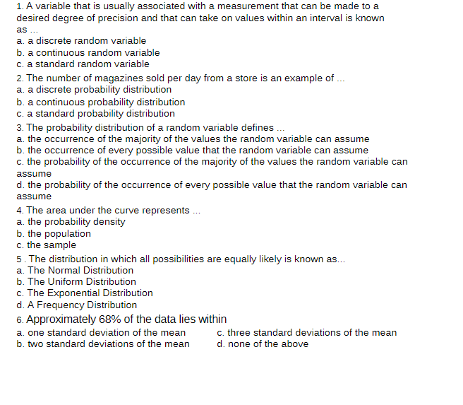 1. A variable that is usually associated with a