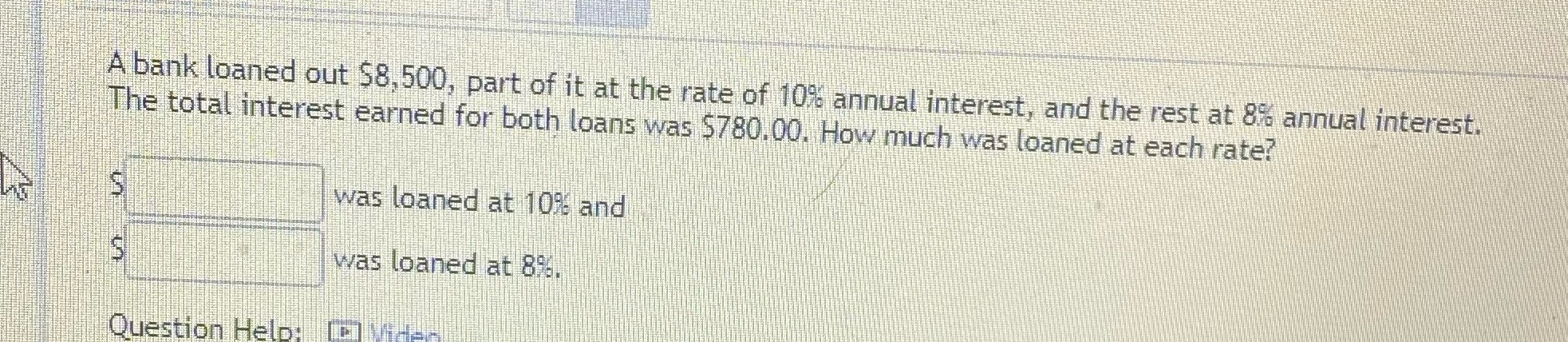 A bank loaned out $8,500, part of it at the rate