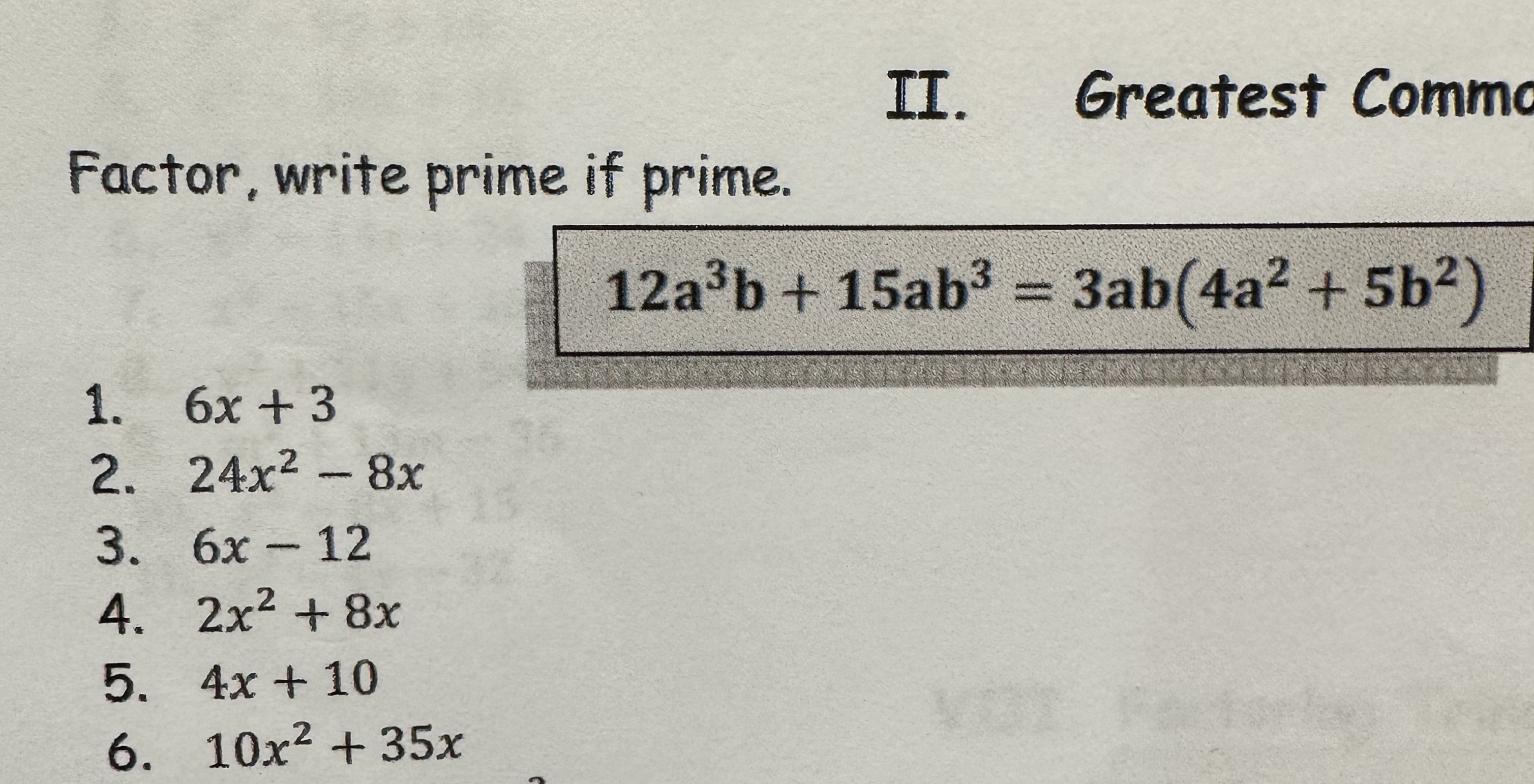 Please k my answer question #6. Thank you! II. .
